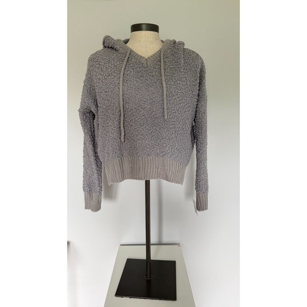 POL Textured Hoodie Sweater Womens Size M Gray NWT